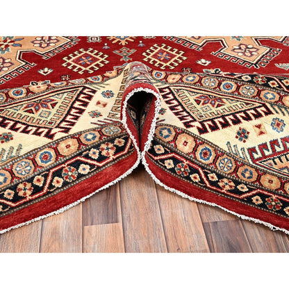 10'1"X13'9" Red Special Kazak Extra Soft Wool Hand Knotted Oriental Rug