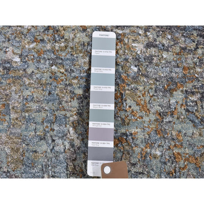 8'1"X10' Blue Wool Farsian Knot With Abstract Design Hand Knotted Rug