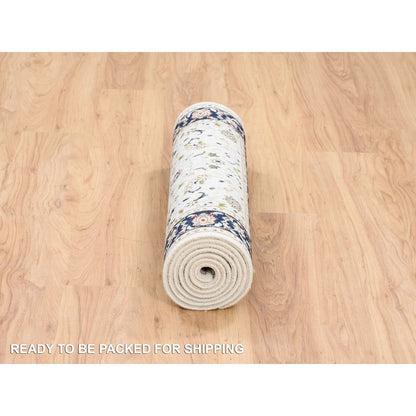 2'8"X8'3" Ivory Nain 250 Kpsi Wool Hand Knotted Runner Rug