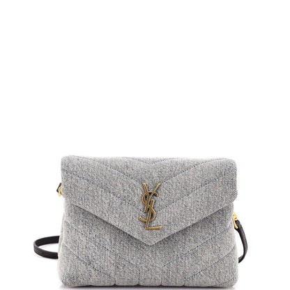 Saint Laurent Loulou Shoulder Bag Matelasse Chevron Denim Toy