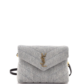 Saint Laurent Loulou Shoulder Bag Matelasse Chevron Denim Toy
