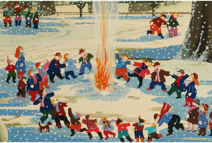Hiro Yamagata Signed Original Silkscreen Print "Children'S Snow Festival"