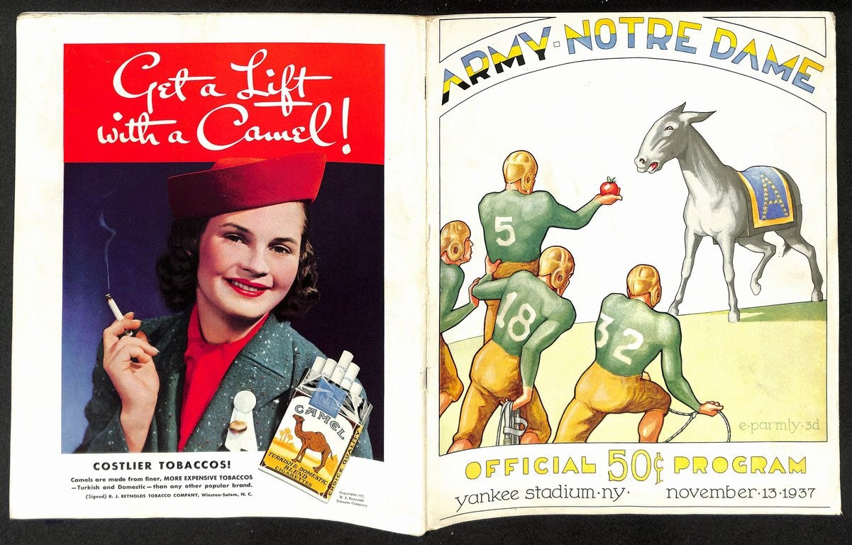 1937 Army Vs Notre Dame Vintage College Football Game Program 195836