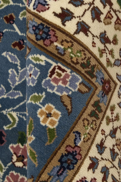 6X8 ft Hand-Knotted Teal Blue Kirman Oriental Rug