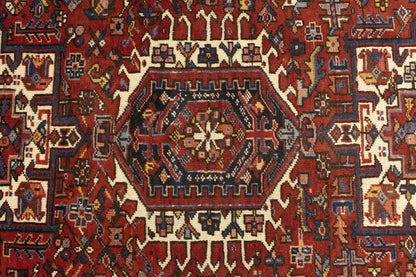 Semi-Antique Oriental Rug Rusty Red Geometric
