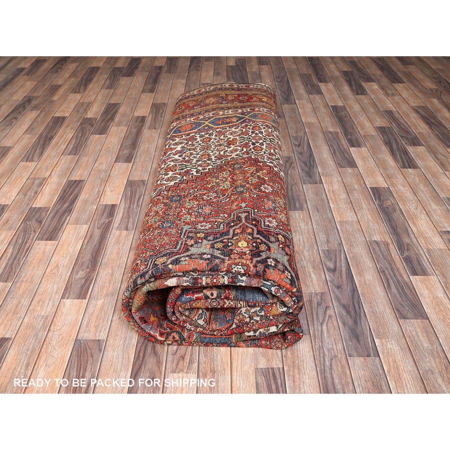 11'6"x18'10" Peach Color Antique Zoroastrian Bejar Wool Hand Knotted XL Rug