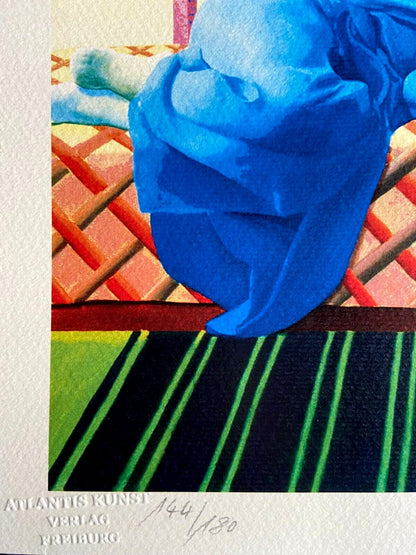 David Hockney / Signed Coa / Limited Numbered Crayon Drawing