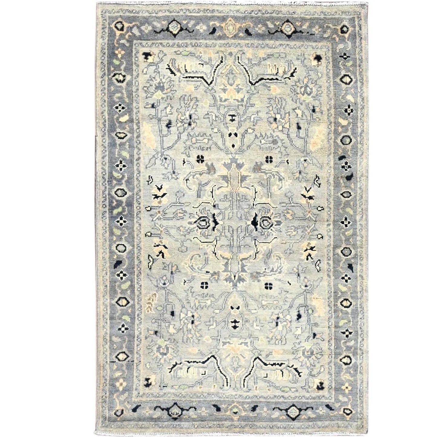 3'X4'10" Grandma Gray Wool Seeripe Heris Hand Knotted Oriental Rug