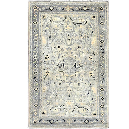 3'X4'10" Grandma Gray Wool Seeripe Heris Hand Knotted Oriental Rug