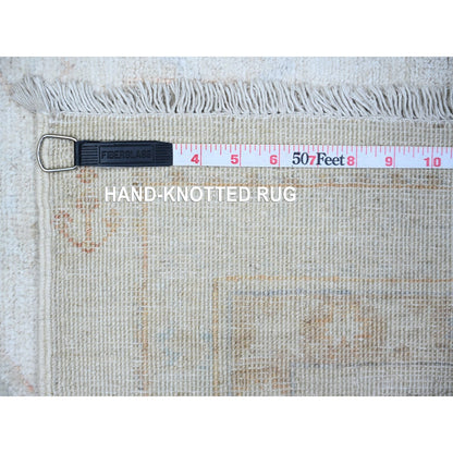 3'X4'9" Cascading White Hand Knotted White Wash Peshawar Oriental Rug