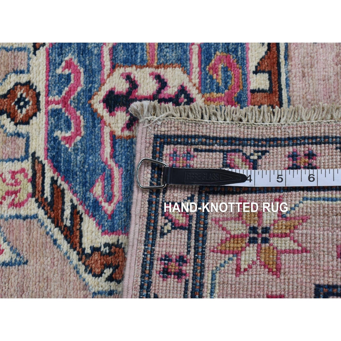 2'8"X8'10" Pink Hand Knotted Afghan Super Kazak Pure Wool Runner Rug