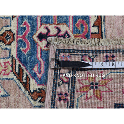 2'8"X8'10" Pink Hand Knotted Afghan Super Kazak Pure Wool Runner Rug