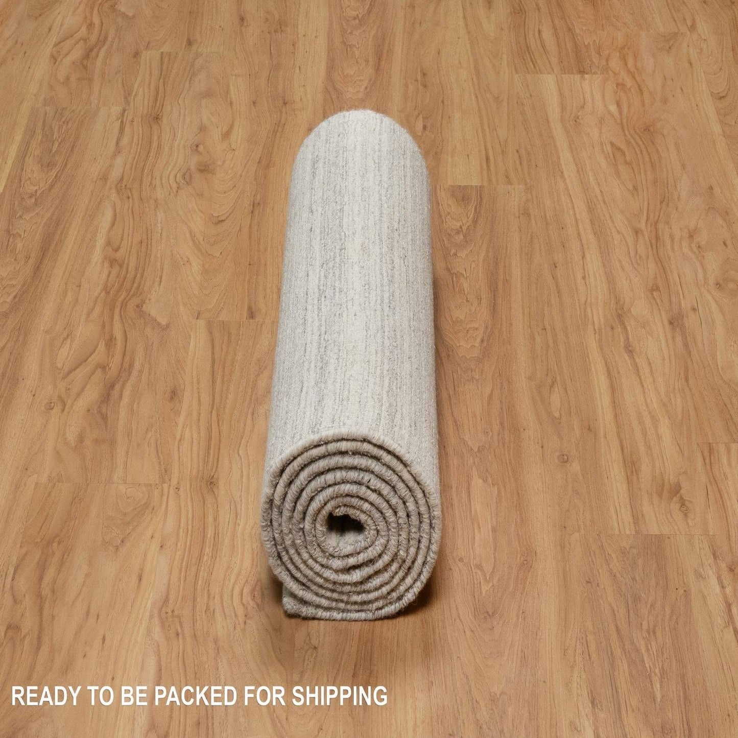 2'6"X10' Beige Plain Modern Design Undyed All Wool Hand Loomed Runner Rug