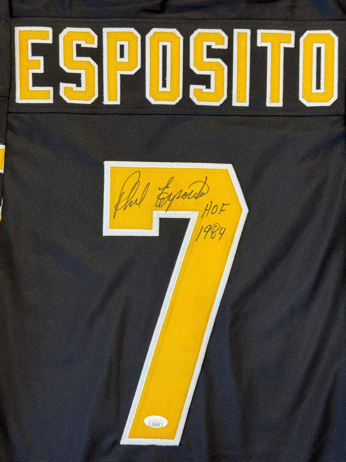 Phil Esposito Autographed Bruins Custom Jersey (Jsa)