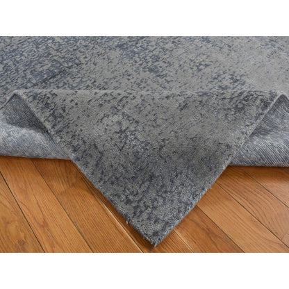 6'X9' Ash Gray Muted Tone On Tone Wool And Silk Hand Loomed Oriental Rug