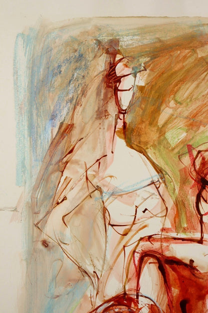 Catherine Poirie Original Acrylic Gouache On Paper Signed 1987 Expressionist