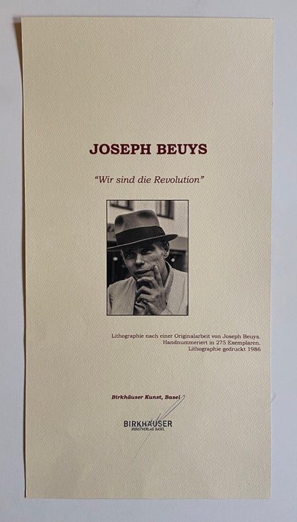 Joseph Beuys, The Revolution We Are, Coa Signed Pen A / Numbered In Pencil