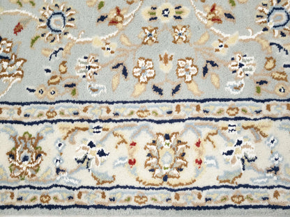 Hand-Knotted Light Blue Indo-Nain Runner Rug 3X10