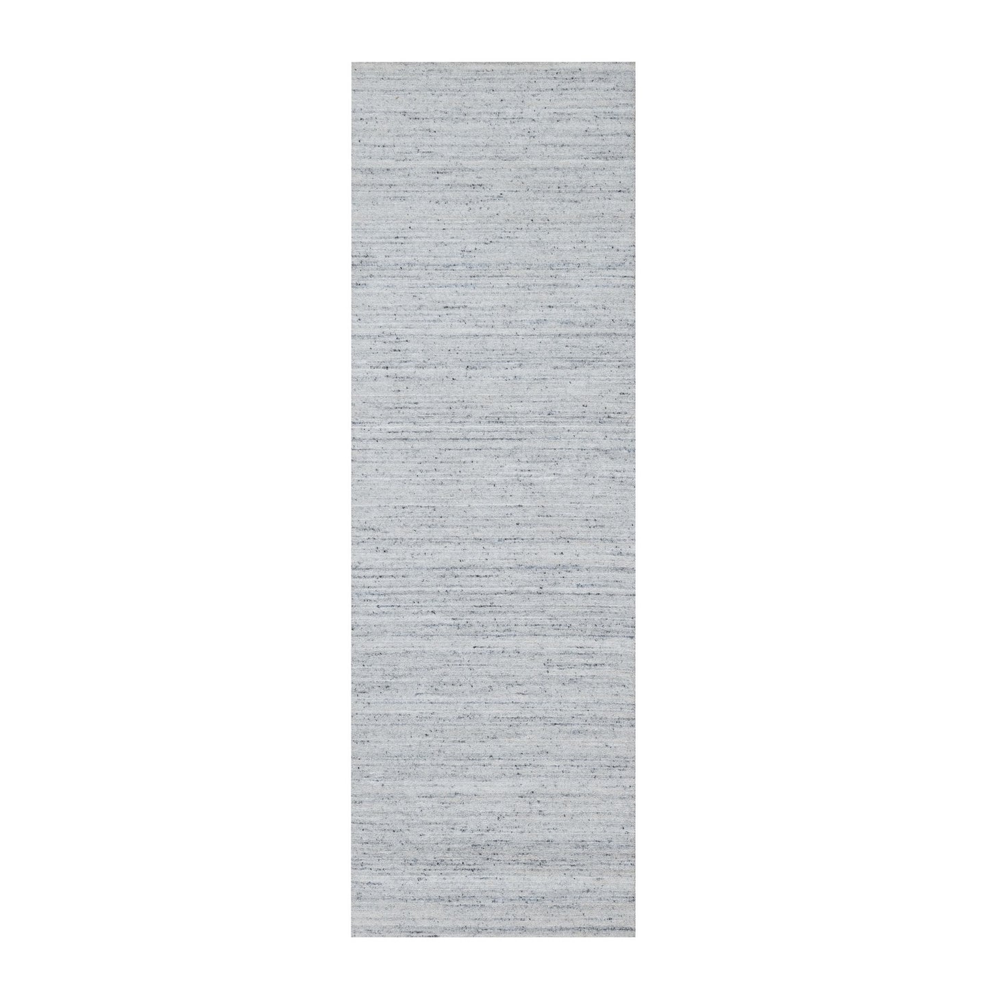 2'7"x8' Cloud Gray Modern Striae Design Pure Wool Hand Loomed Runner Rug