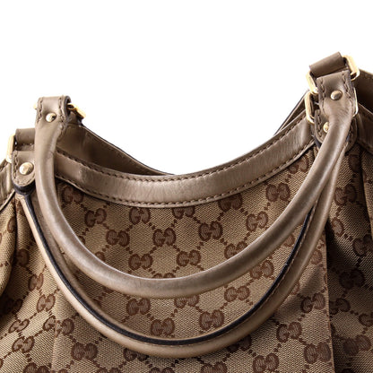 Gucci Sukey Tote Gg Canvas With Leather Large