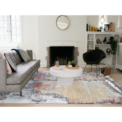 10'X14'2" Gray Abstract Design Denser Weave Pure Wool Hand Knotted Rug