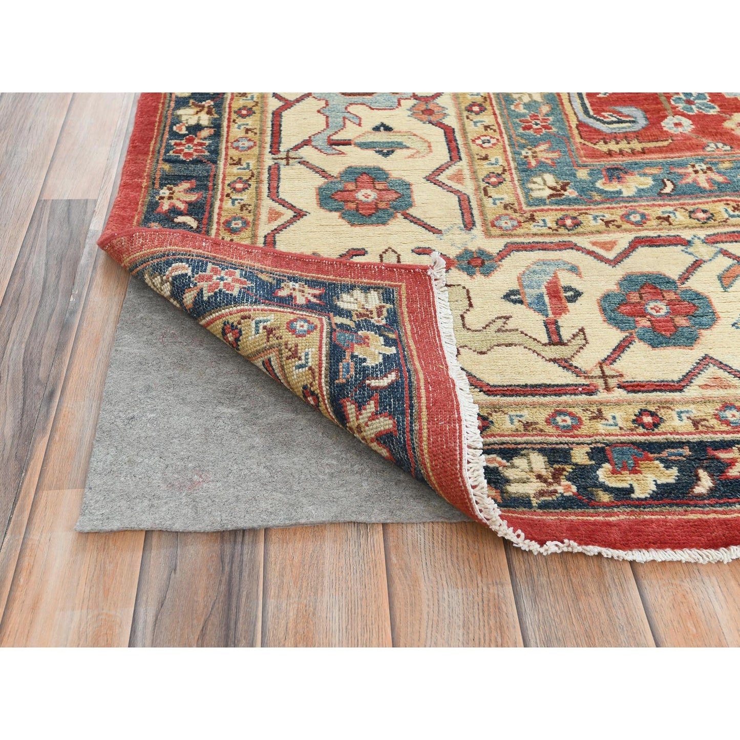 9'X12' Soft Red Pure Wool Hand Knotted Afghan Peshawar Garus Design Rug