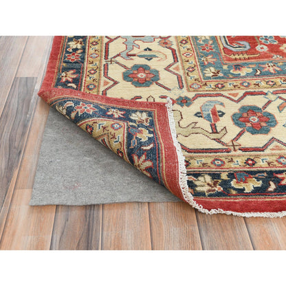 9'X12' Soft Red Pure Wool Hand Knotted Afghan Peshawar Garus Design Rug