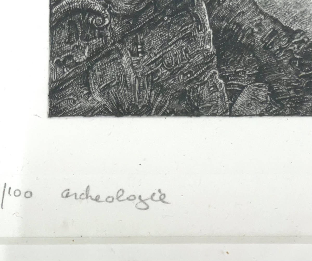 Philippe Mohlitz - Archeology 1986 Original Etching Signed Numbered Framed