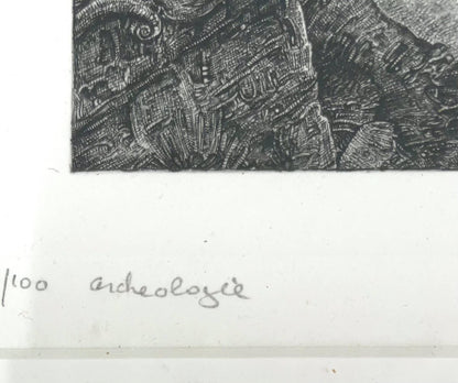 Philippe Mohlitz - Archeology 1986 Original Etching Signed Numbered Framed
