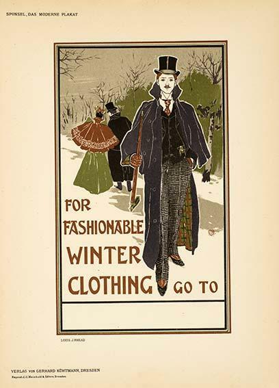 Fashionable Winter Rhead Das Plakat Original Stone Lithograph 1897 Moderne