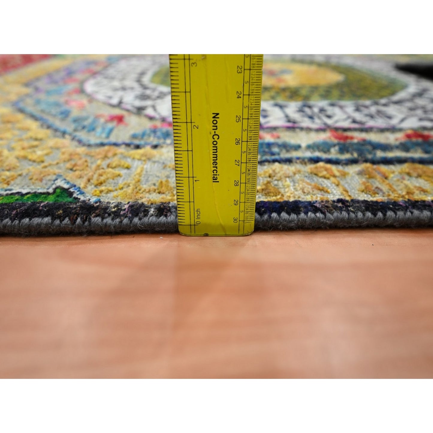 3'2"X5'2" Yellow Colorful Mamluk Design Hand Knotted Silk With Wool Rug