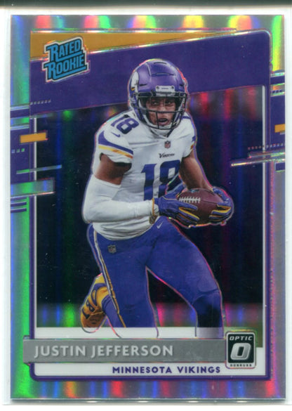 Justin Jefferson 2020 Panini Optic Rated Rookie Silver Prizm Card #163