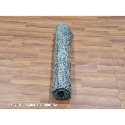 2'X3' Green Hand Knotted Kohinoor Herrita Diamond Shape Oriental Rug