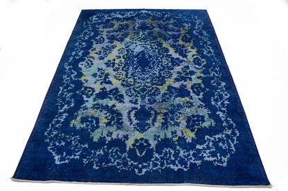 Overdyed Blue Antique Handmade Oriental Rug Distressed Carpet Decor 10X14 ft