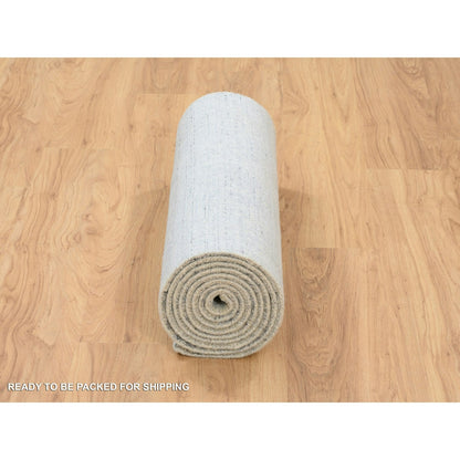 2'6"X12' Gray Wool And Plant Based Silk Hand Loomed Runner Rug