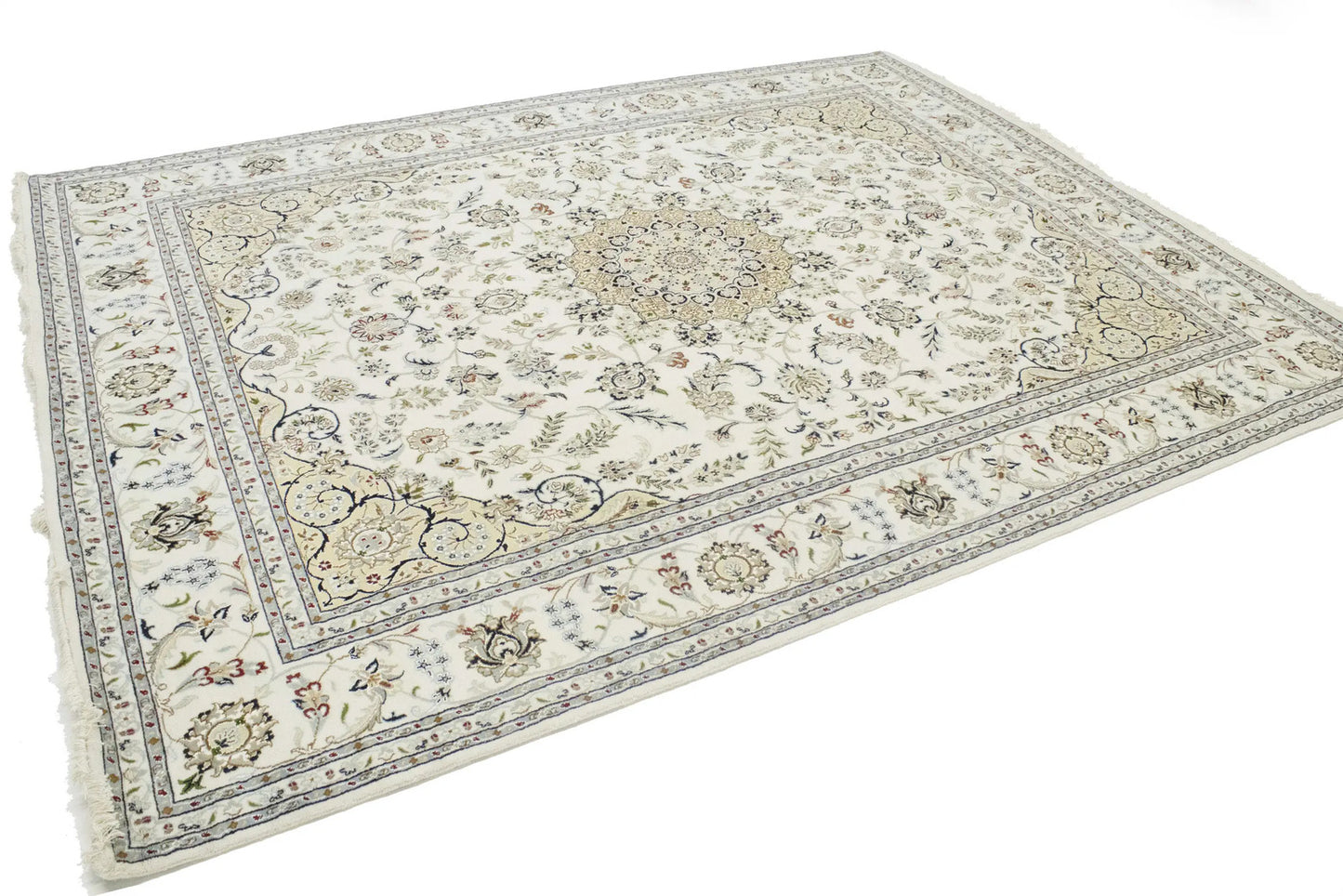 Floral Medallion Classic Indo-Nain Handmade Oriental Rug 8X10 ft