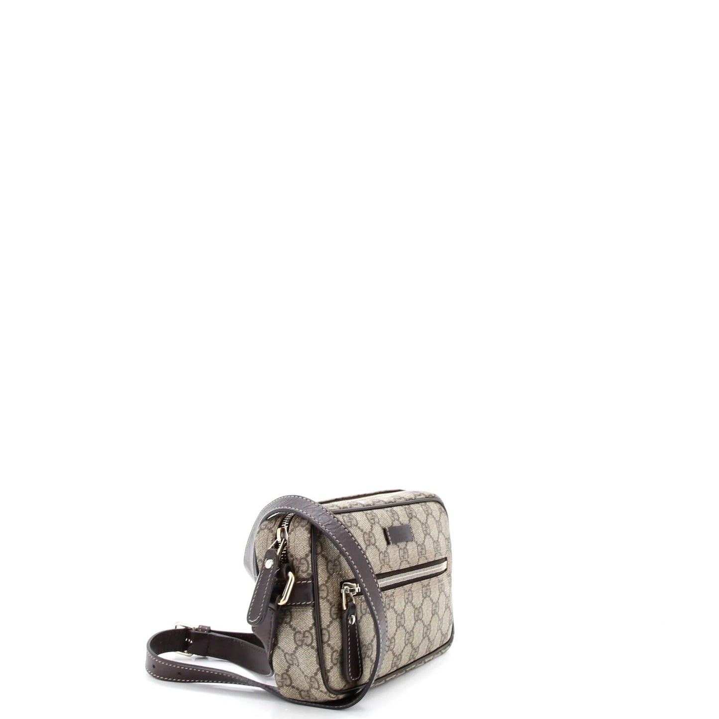 Gucci Front Zip Camera Bag Gg Coated Canvas Small