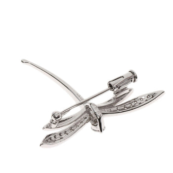 0.3Ct Diamond Dragonfly Motif Brooch K18 White