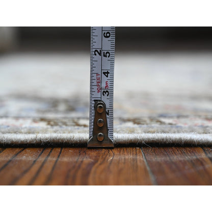 4'X12' Pastel Gray Fine Aryana Collection Wide Runner Oriental Rug