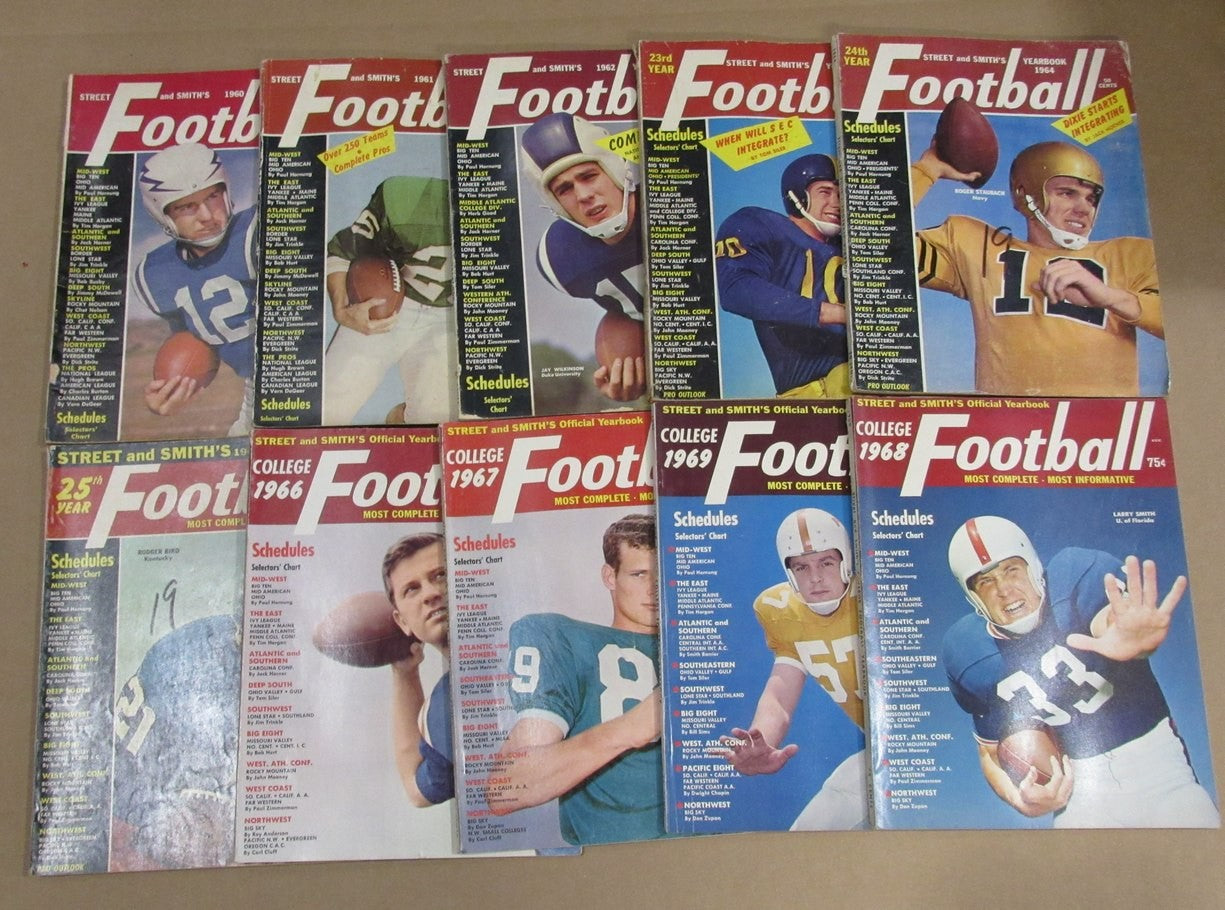 1960-1969 Street & Smith College Football Yearbook Lot Of 10