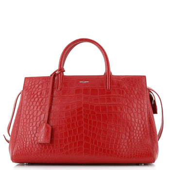 Saint Laurent Rive Gauche Cabas Crocodile Embossed Leather Medium
