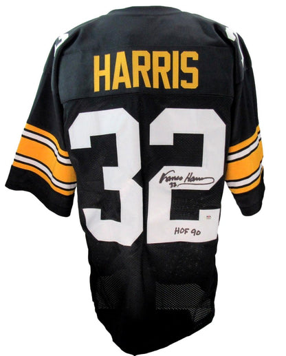 Franco Harris Hof Signed/Inscr Steelers Custom Football Jersey Psa/Dna 197430