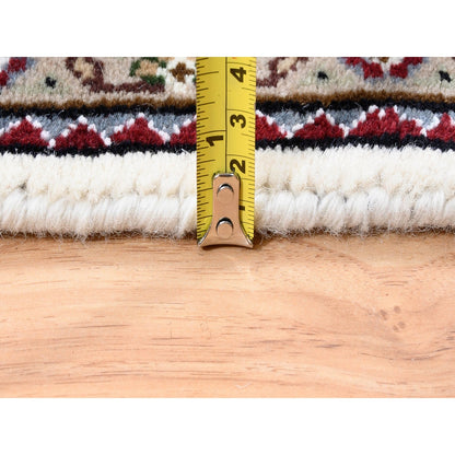 3'8"X6' Wool And Silk Fish Medallion Design Tebraz Mahi Handknotted Rug