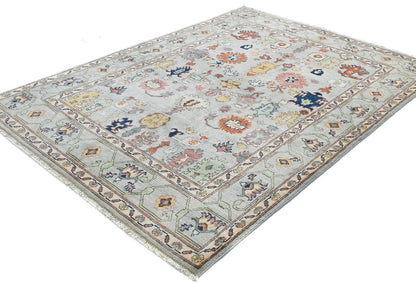 Handmade Kazak Pakistan Rug 5X7 Ft Gray Floral