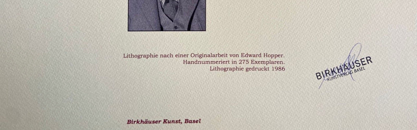 Edward Hopper Lithograph Coa Signed Certificate