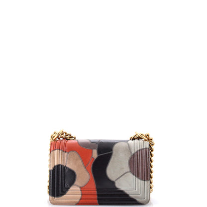 Chanel Boy Flap Bag Camellia Lambskin And Suede Patchwork Small