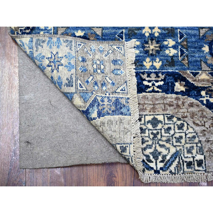 2'6"X6' Blue Fine Aryana Soft Wool Hand Knotted Oriental Rug