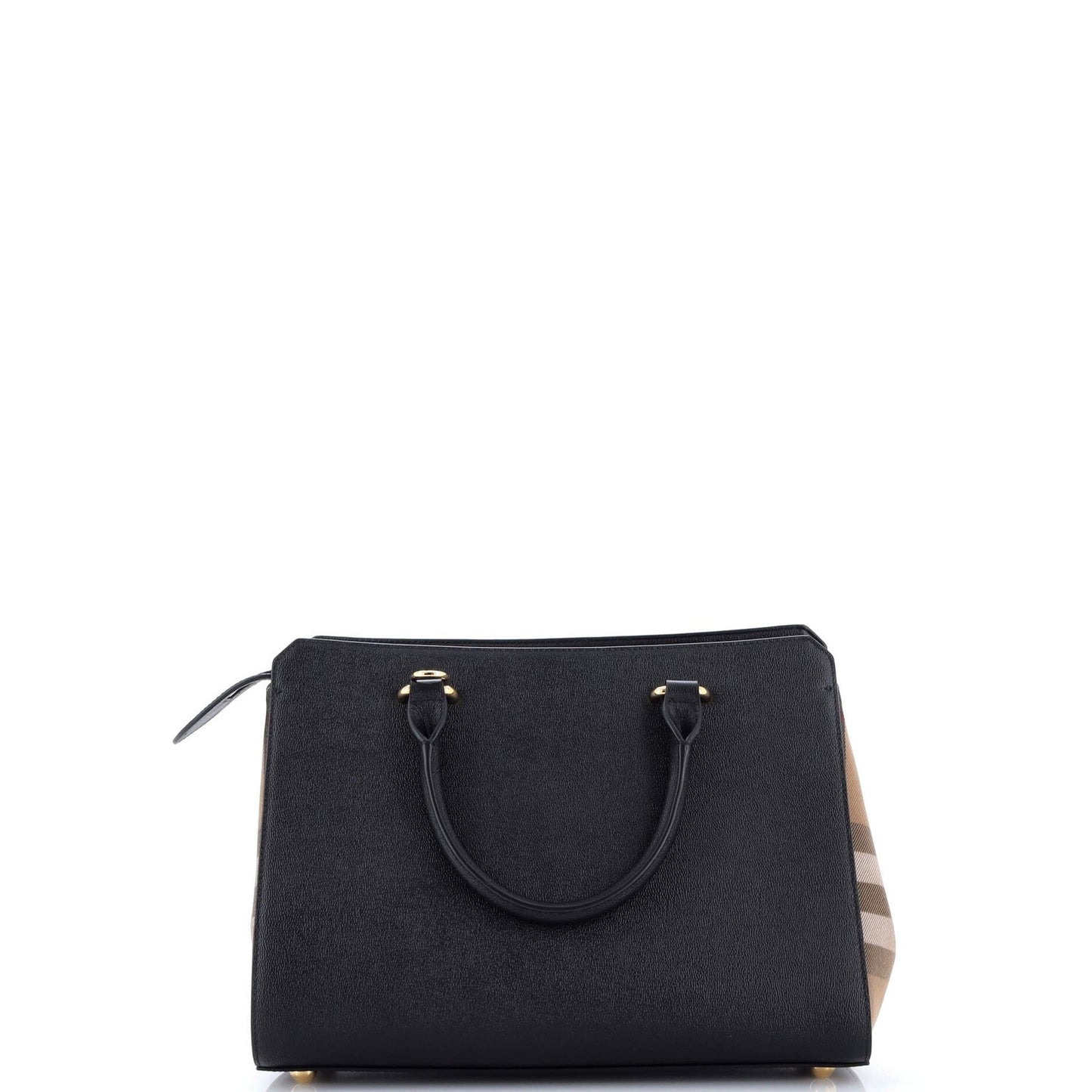 Burberry Banwell Tote Leather And House Check Canvas Small