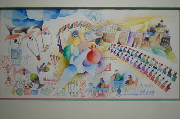 Raphael Abecassis (Israel) Original Watercolor On Paper Signed Framed 1990