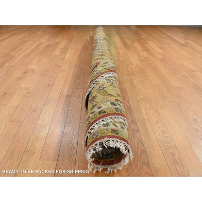 10'X10' Red Hand Knotted Karajeh Design Pure Wool Round Rug
